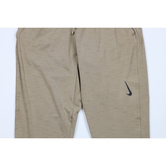 New Nike Yoga Mens Small Mini Swoosh Cuffed Sweatpants Joggers Heather Beige - Picture 3 of 11